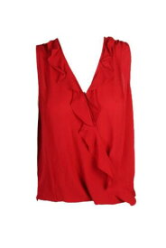 INC Inc International Concepts Real Red Ruffled Top S レディース