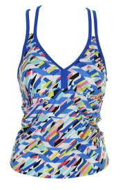 GoGossip Go By Gossip Royal Blue Crossed Signals Printed Racerback Tankini Top S レディース