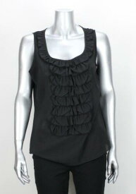 INCInternationalConcepts INC International Concepts Black Sleeveless Textured Tiered-Front Top M レディース