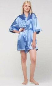 Robemart Kimono robes for Women Satin Silk lingerie robe Short V-Neck For Female レディース