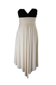 LaundrybySSegal Laundry By Shelli Segal Black Ivory Strapless Bandeau Dress 8 レディース