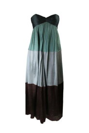 LaundrybySSegal Laundry By Shelli Segal Green Strapless Colorblocked Gown 8 レディース