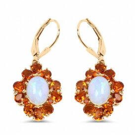 Quintessence Jewelry Corp. 14K Yellow Gold Plated 5.42 Carat Genuine Ethiopian Opal Citrine and White ユニセックス