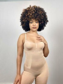 SHAPERX Bodysuit Tummy Control Shapewear Mid-Thigh Seamless Full Body Beige M レディース