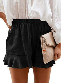 Mosucoirl Women Comfy Drawstring Casual Elastic Waist Pure Color Shorts Summer レディース