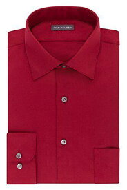 Van Heusen Mens Dress Shirts Fitted Lux Sateen Stretch Solid Spread Collar Red メンズ