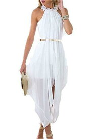 DESIGNER97 Womens White Sheer Chiffon High Low Beach Party Wedding Dress Folds レディース