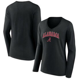 2023/12/25 Women's Fanatics Black Alabama Crimson Tide Evergreen Campus Long Sleeve V-Neck レディース
