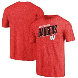Men's Fanatics Red Wisconsin Badgers Slant Strike Tri-Blend T-Shirt メンズ