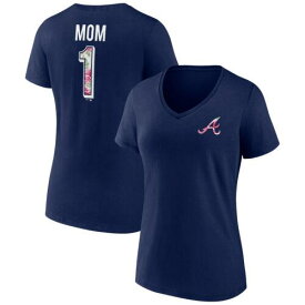 Profile Women's Navy Atlanta Braves Mother's Day Plus Size Best Mom Ever-V-Neck T-Shirt レディース