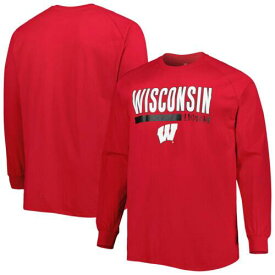 Profile Men's Red Wisconsin Badgers Big & Tall Two-Hit Long Sleeve T-Shirt メンズ