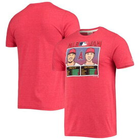 Men's Homage Shohei Ohtani & Mike Trout Heathered Red Los Angeles Angels MLB Jam メンズ