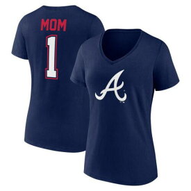 Women's Fanatics Navy Atlanta Braves Plus Size Mother's Day #1 Mom V-Neck レディース