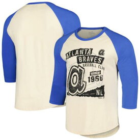 マジェスティック Men's Majestic Threads Cream/Royal Atlanta Braves Raglan 3/4-Sleeve T-Shirt メンズ