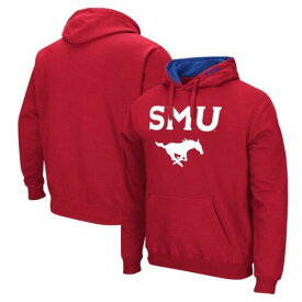 コロセウム Men's Colosseum Red SMU Mustangs Arch & Logo Pullover Hoodie メンズ