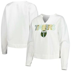 コンセプト スポーツ Women's Concepts Sport White Portland Timbers Sunray Notch Neck Long Sleeve レディース