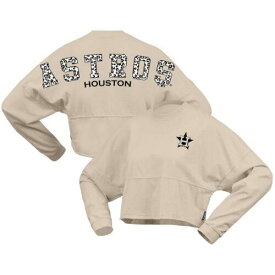 2023/12/25 Women's Fanatics Cream Houston Astros Long Sleeve Cropped Jersey T-Shirt レディース