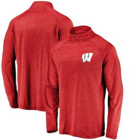 Men's Fanatics Red Wisconsin Badgers Primary Logo Raglan Quarter-Zip Top メンズ