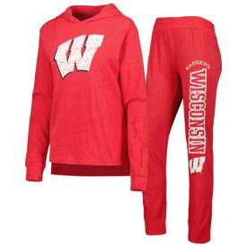 コンセプト スポーツ Women's Concepts Sport Red Wisconsin Badgers Long Sleeve Hoodie T-Shirt & Pants レディース