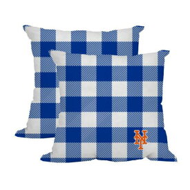 Logo Brands New York Mets 2-Pack Buffalo Check Plaid Outdoor Pillow Set ユニセックス
