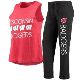 コンセプト スポーツ Women's Concepts Sport Black/Red Wisconsin Badgers Tank Top & Pants Sleep Set レディース