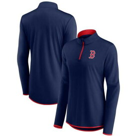 Women's Fanatics Navy Boston Red Sox Corner Quarter-Zip Top レディース