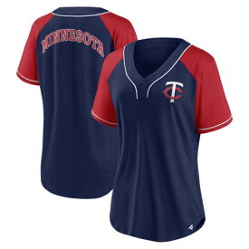 2023/12/25 Women's Fanatics Navy Minnesota Twins Ultimate Style Raglan V-Neck T-Shirt レディース