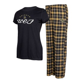 コンセプト スポーツ Women's Concepts Sport Black/Gold UCF Knights Arctic T-Shirt & Flannel Pants レディース