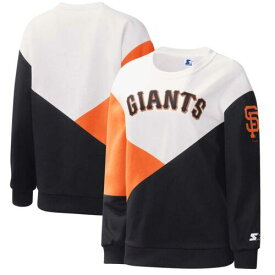 Women's Starter White/Black San Francisco Giants Shutout Pullover Sweatshirt レディース