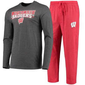 コンセプト スポーツ Men's Concepts Sport Red/Heathered Charcoal Wisconsin Badgers Meter Long Sleeve メンズ