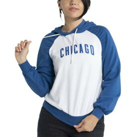 Women's Lusso White Chicago Cubs Marlowe Tri-Blend Raglan Pullover Hoodie レディース