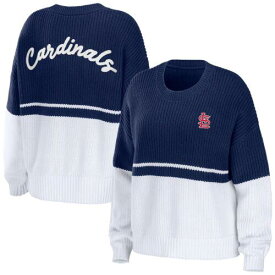 Women's WEAR by Erin Andrews Navy/White St. Louis Cardinals Chunky Pullover レディース