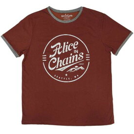 Alice In Chains - Circle Emblem - Red Ringer T-shirt メンズ