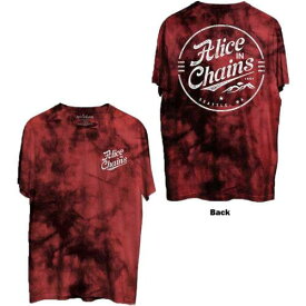 Alice In Chains - Circle Emblem with Backprint - Dip Dye Red T-shirt メンズ