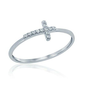 Classic Women's Ring Sterling Silver Small Cubic Zirconia Cross Design Size 8 レディース