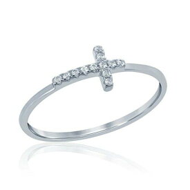 Classic Women's Ring Sterling Silver Small Cubic Zirconia Cross Design Size 5 レディース