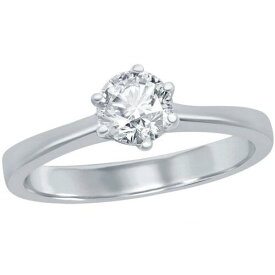 Classic Women's Ring Silver 5mm Round Solitaire CZ 6-Prong Size 6 W-2785-6 レディース