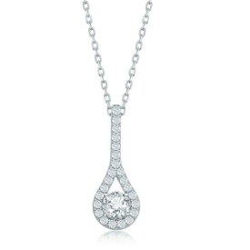 Classic Sterling Silver Long Pear Shaped Cubic Zirconia Necklace ユニセックス