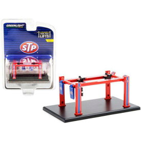 Greenlight 1/64 Scale Diecast Model Adjustable Four-Post Lift STP Red and Blue