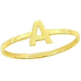 Classic Unisex Ring Sterling Silver Gold A Initial Hammered Size 6 W-2818-6 ユニセックス
