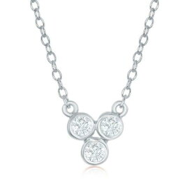 Classic Sterling Silver Three Small Bezel-Set CZ Dainty Necklace ユニセックス