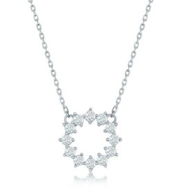 Classic Sterling Silver CZ Circle Necklace ユニセックス