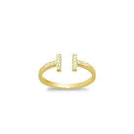 Classic Sterling Silver Gold Plated CZ Double T Ring Size 8 ユニセックス