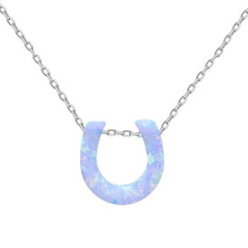 Classic Sterling Silver Small White Opal Horseshoe Necklace ユニセックス