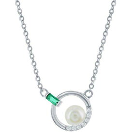 Classic Women's Necklace Silver Emerald Baguette CZ Round Circle and FWP M-6873 レディース