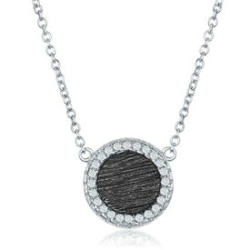 Classic Sterling Silver Small Round with CZ Border Necklace ユニセックス