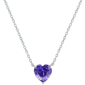 Classic Women's Necklace Silver Amethyst February Heart Perciosa Crystal M-7123 レディース