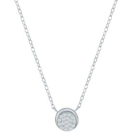 Classic Women's Necklace Sterling Silver Round White CZ Half Moon Design M-7097 レディース