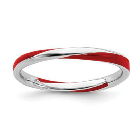 Sterling Silver Stackable Expressions Twisted Red Enameled Ring ユニセックス