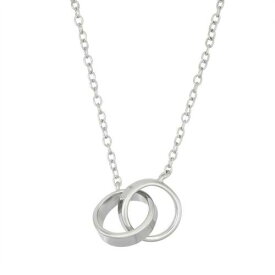 Classic Sterling Silver Double Interlocked Rings Necklace ユニセックス